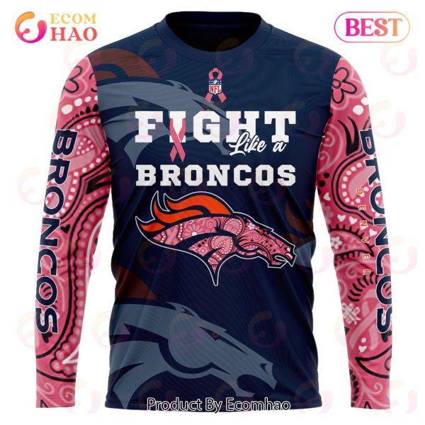 Denver Broncos Crucial Catch Custom Your Name & Number Breast Cancer Awareness Month 3D Hoodie