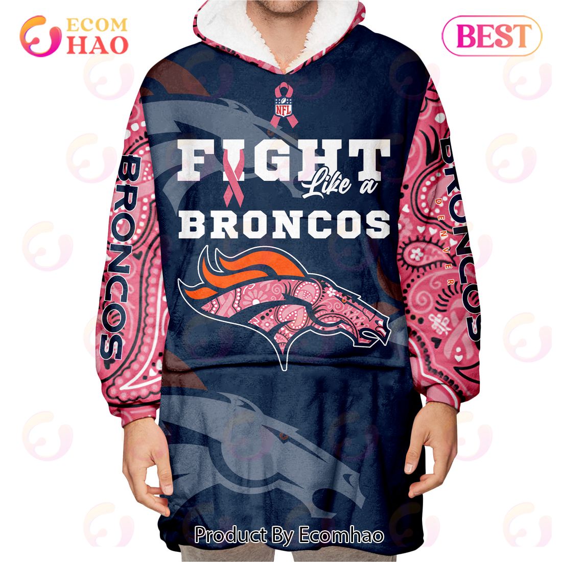 Denver Broncos Crucial Catch Intercept Cancer Personalized Oodie Blanket  Hoodie • Kybershop