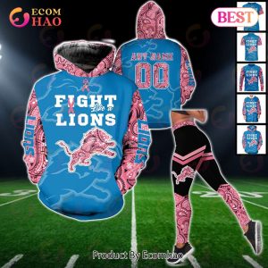 Detroit Lions Crucial Catch Custom Your Name & Number Breast Cancer Awareness Month 3D Hoodie