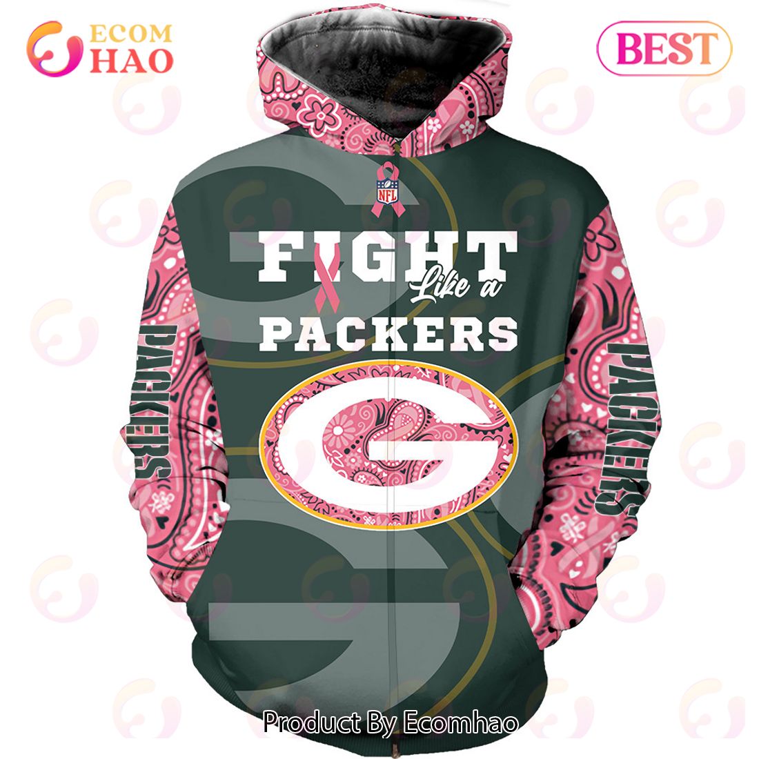 Green Bay Packers Intercept Cancer NFL Personalized 3D Hoodie, Shirt -  LIMITED EDITION