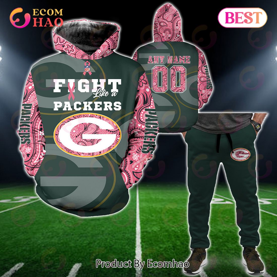 Green Bay Packers Crucial Catch Custom Your Name & Number Breast Cancer  Awareness Month 3D Hoodie - Ecomhao Store