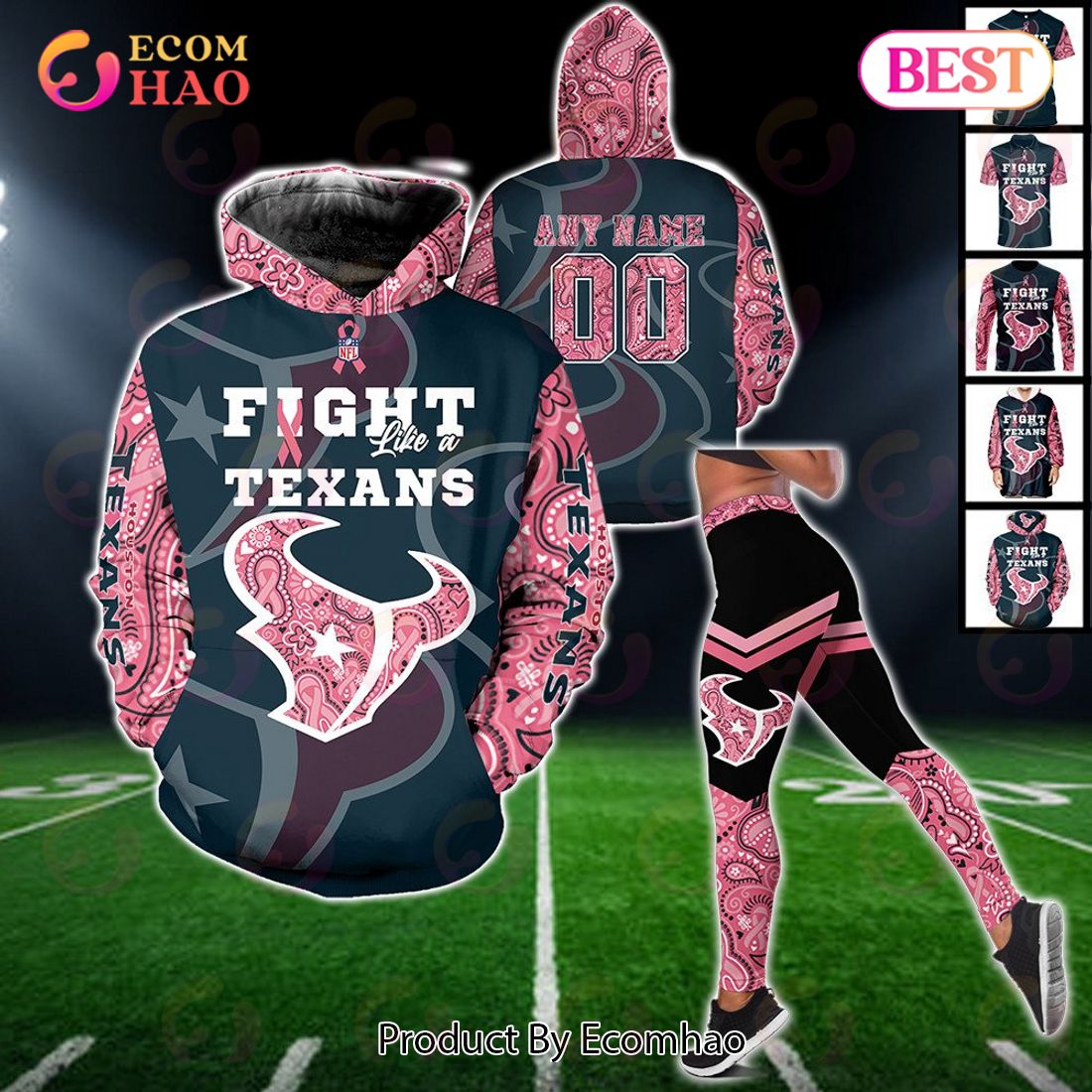 NFL Houston Texans Custom Name And Number I Pink I Can Breast Cancer All  Over Print 3D Shirt