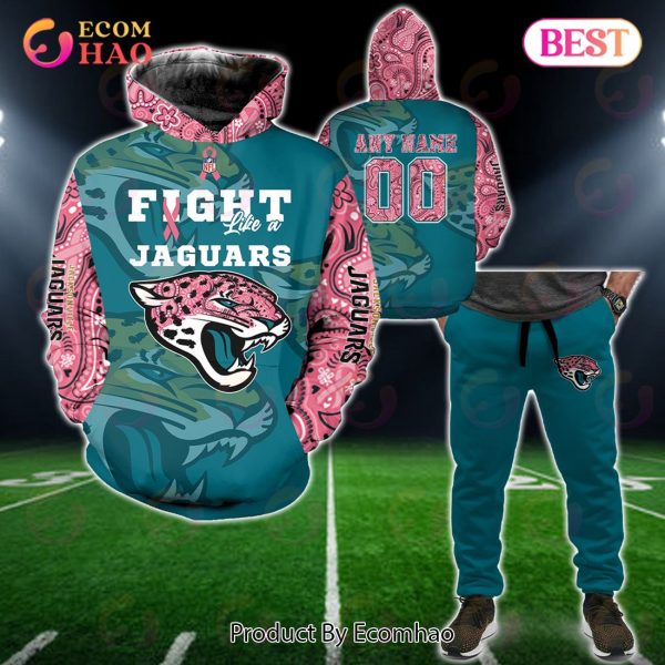 Jacksonville Jaguars Crucial Catch Custom Your Name & Number Breast Cancer Awareness Month 3D Hoodie