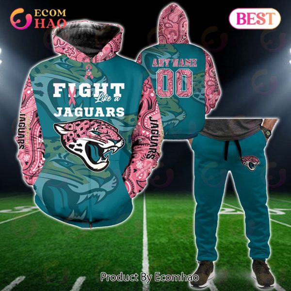Jacksonville Jaguars Crucial Catch Custom Your Name & Number Breast Cancer Awareness Month 3D Hoodie