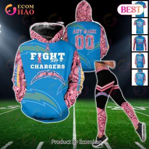 Los Angeles Chargers Crucial Catch Custom Your Name & Number Breast Cancer Awareness Month 3D Hoodie