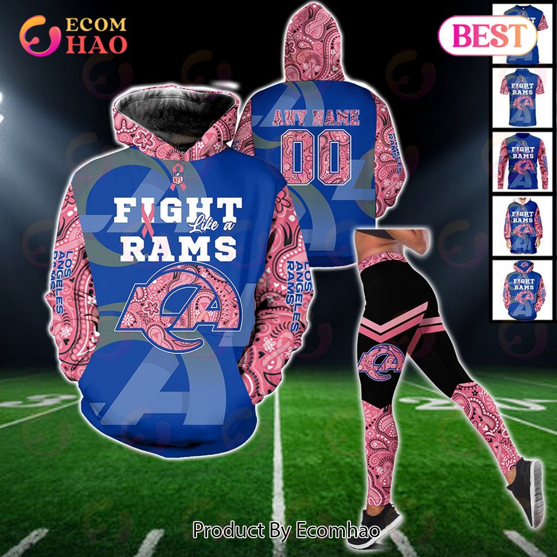 Los Angeles Rams Crucial Catch Custom Your Name & Number Breast Cancer  Awareness Month 3D Hoodie - Ecomhao Store