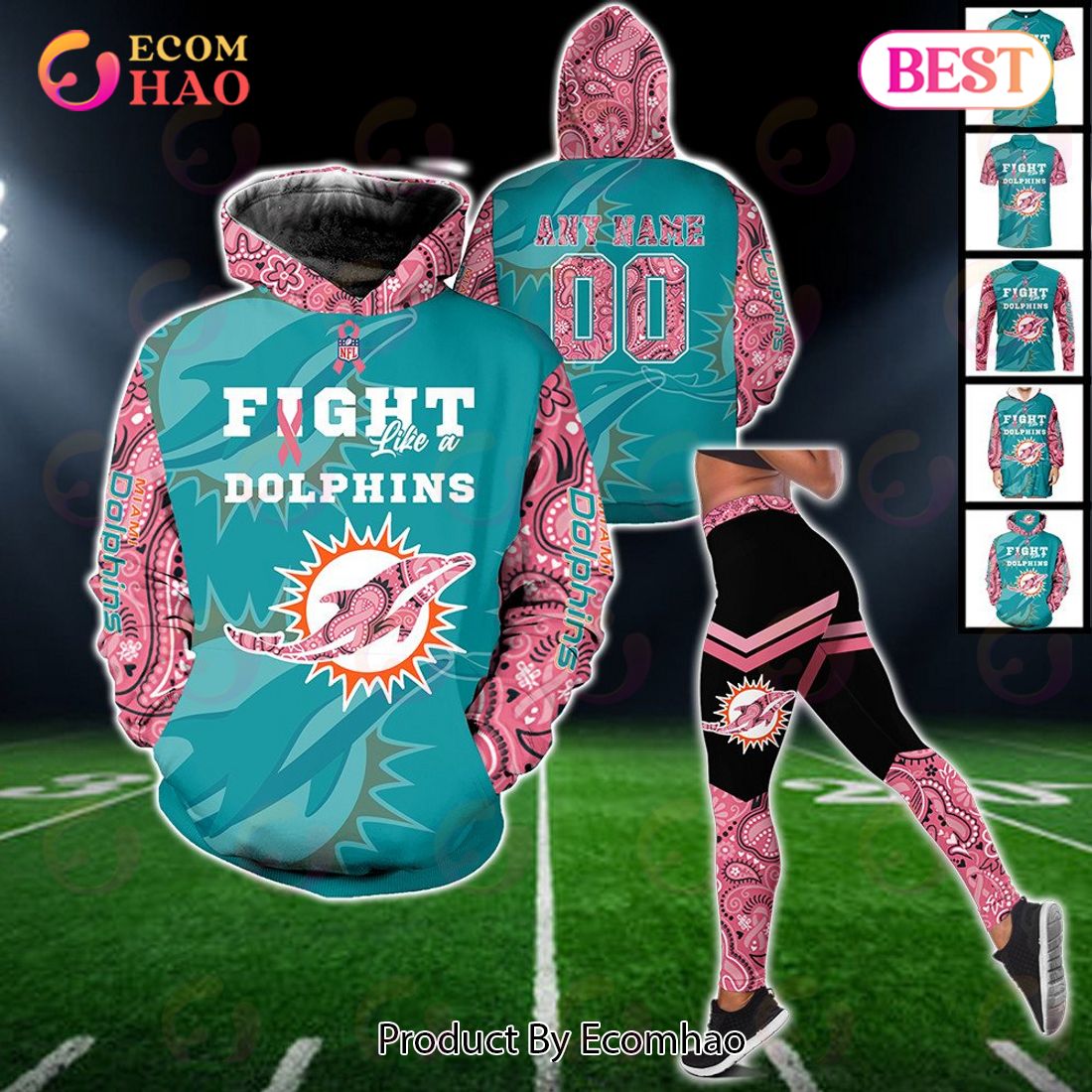 Philadelphia Eagles Hoodie Breast Cancer Support Personalized