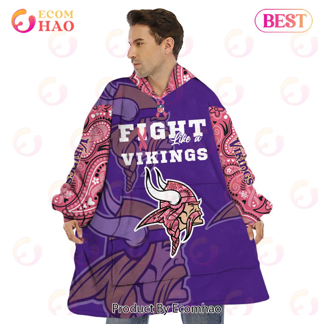 Minnesota Vikings Crucial Catch Custom Your Name & Number Breast Cancer Awareness Month 3D Hoodie