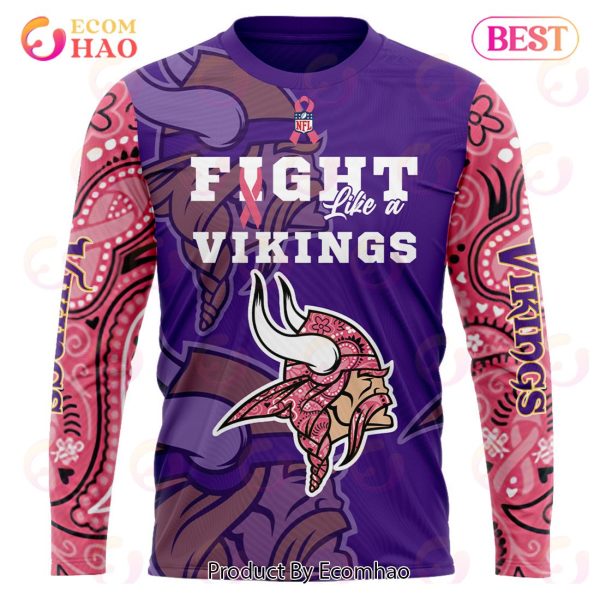 Minnesota Vikings Crucial Catch Custom Your Name & Number Breast Cancer Awareness Month 3D Hoodie