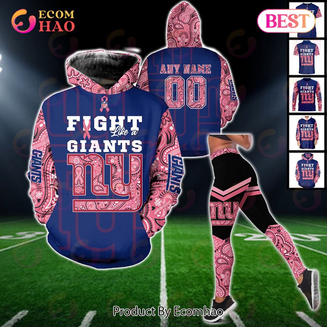 New York Giants Crucial Catch Custom Your Name & Number Breast Cancer  Awareness Month 3D Hoodie - Ecomhao Store