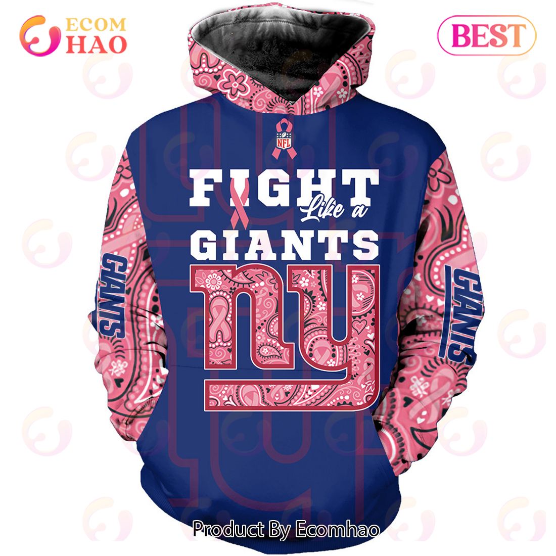 New York Giants 2022 Nfl Intercept Cancer Crucial Catch Therma Performance Pullover  Hoodie T-shirt Long