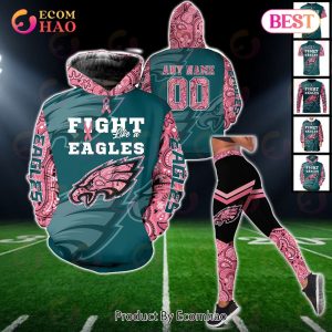 Philadelphia Eagles Crucial Catch Custom Your Name & Number Breast Cancer Awareness Month 3D Hoodie