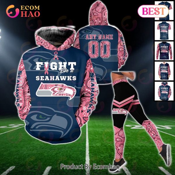 Seattle Seahawks Crucial Catch Custom Your Name & Number Breast Cancer Awareness Month 3D Hoodie