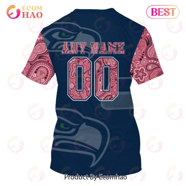 Seattle Seahawks Crucial Catch Custom Your Name & Number Breast Cancer Awareness Month 3D Hoodie