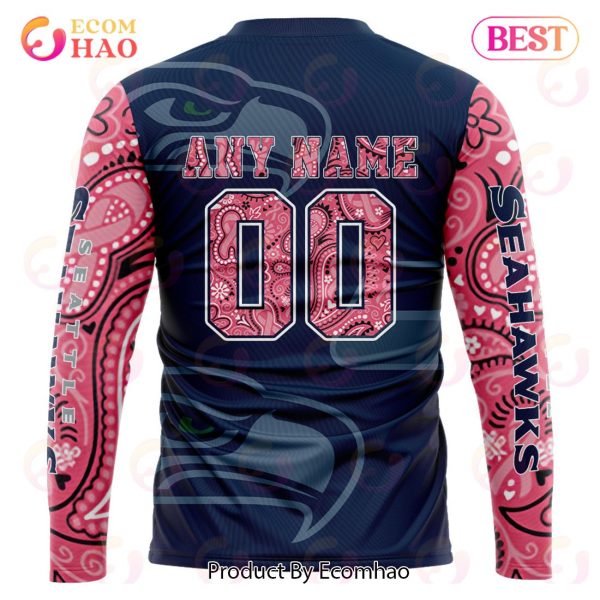 Seattle Seahawks Crucial Catch Custom Your Name & Number Breast Cancer Awareness Month 3D Hoodie
