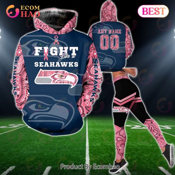 Seattle Seahawks Crucial Catch Custom Your Name & Number Breast Cancer Awareness Month 3D Hoodie