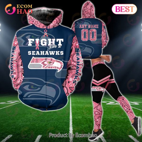 Seattle Seahawks Crucial Catch Custom Your Name & Number Breast Cancer Awareness Month 3D Hoodie