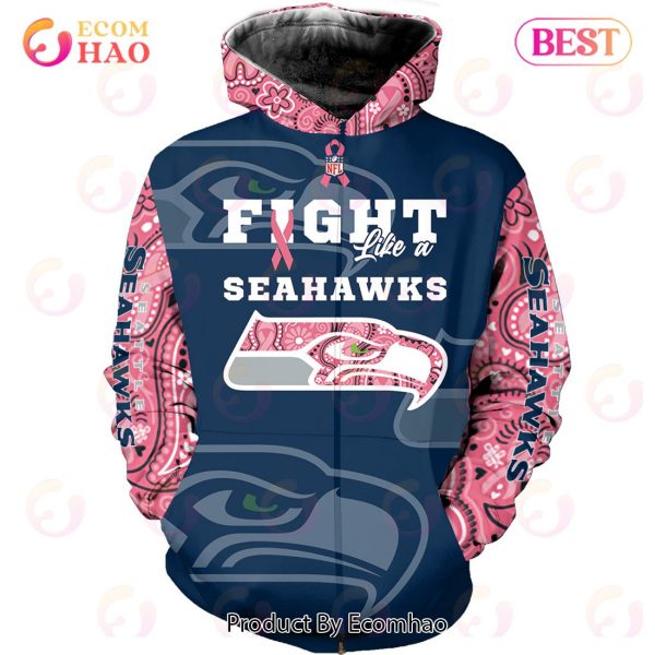 Seattle Seahawks Crucial Catch Custom Your Name & Number Breast Cancer Awareness Month 3D Hoodie