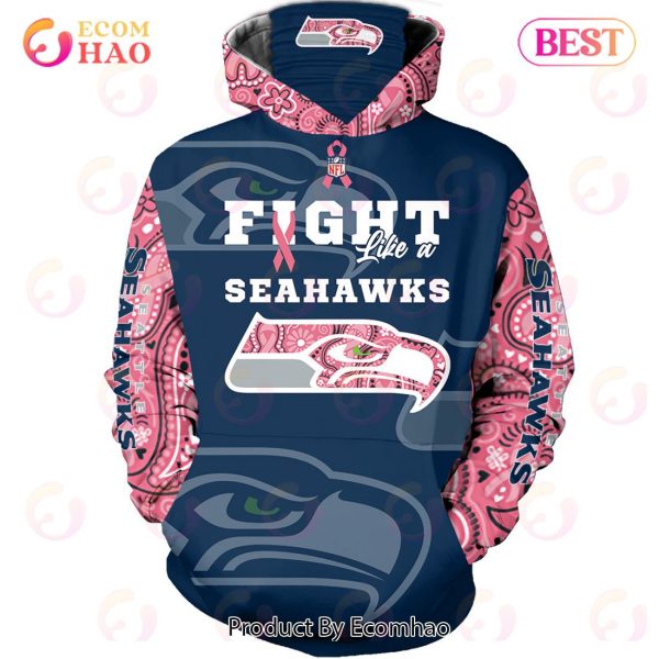 Seattle Seahawks Crucial Catch Custom Your Name & Number Breast Cancer Awareness Month 3D Hoodie