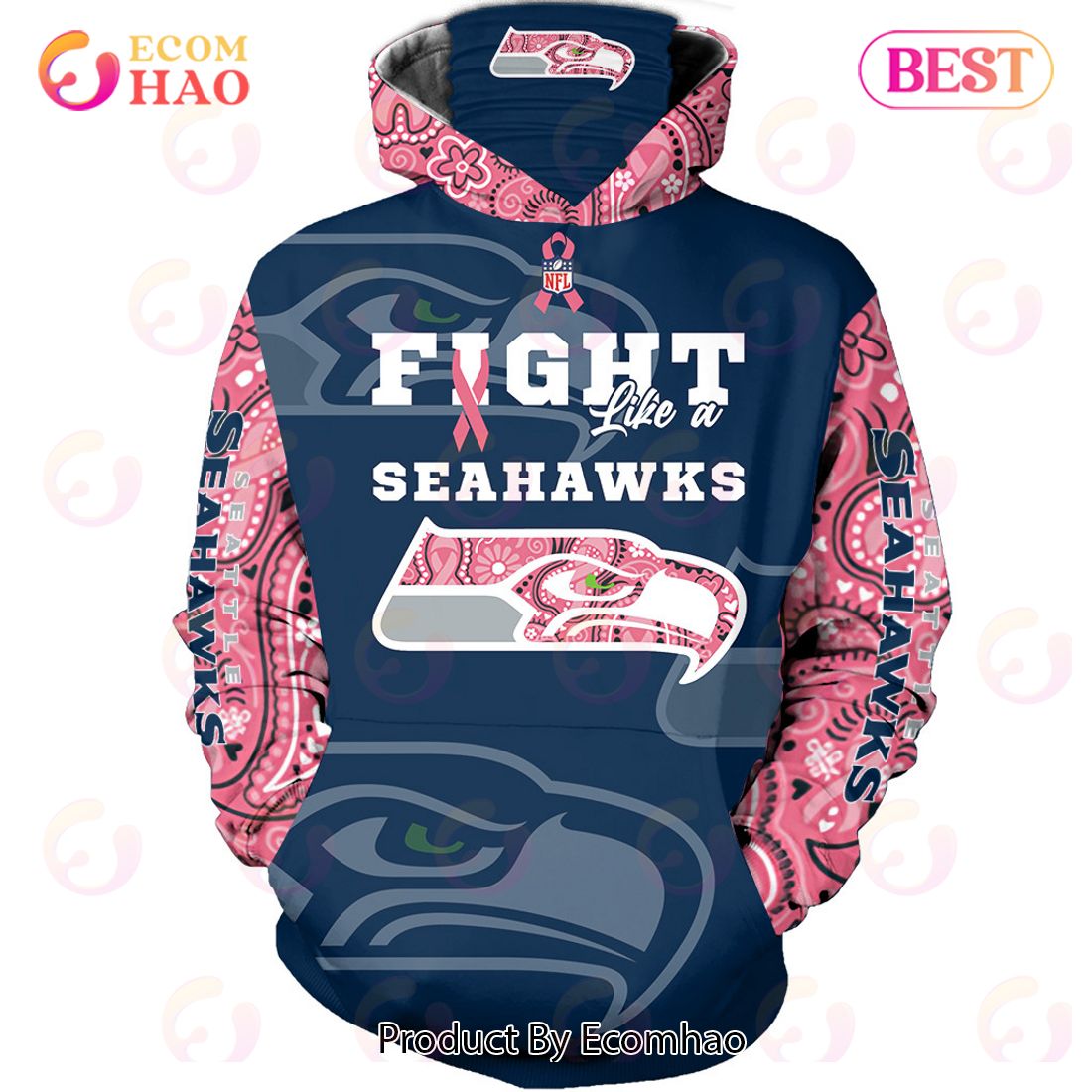 Personalized Seattle Seahawks Breast Cancer Awareness 3D Shirt, Hoodie -  LIMITED EDITION