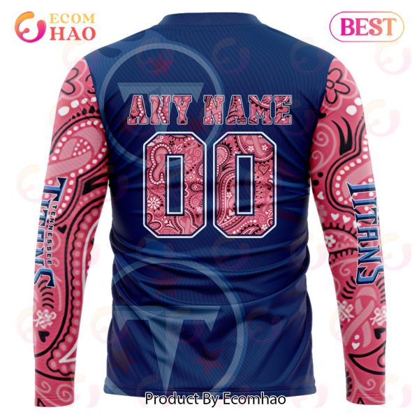 Tennessee Titans Crucial Catch Custom Your Name & Number Breast Cancer Awareness Month 3D Hoodie