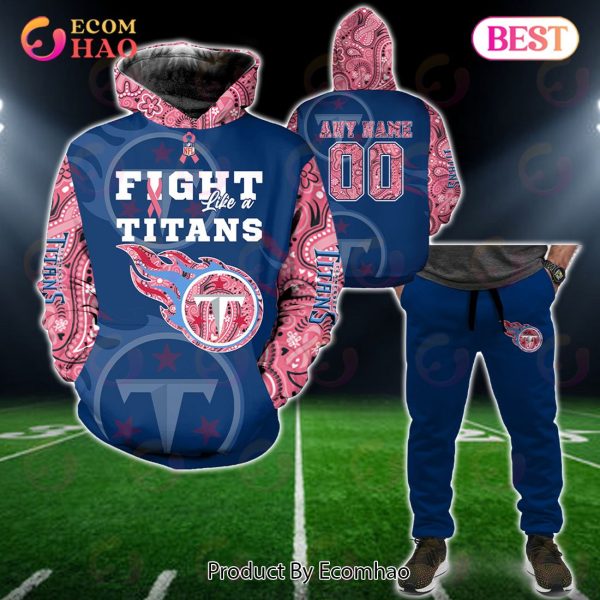 Tennessee Titans Crucial Catch Custom Your Name & Number Breast Cancer Awareness Month 3D Hoodie