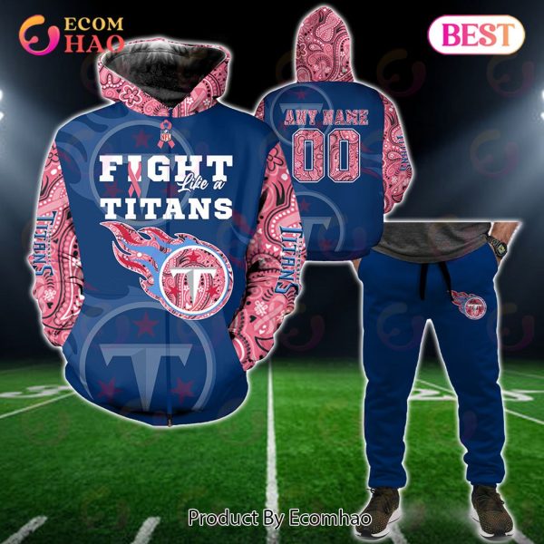 Tennessee Titans Crucial Catch Custom Your Name & Number Breast Cancer Awareness Month 3D Hoodie