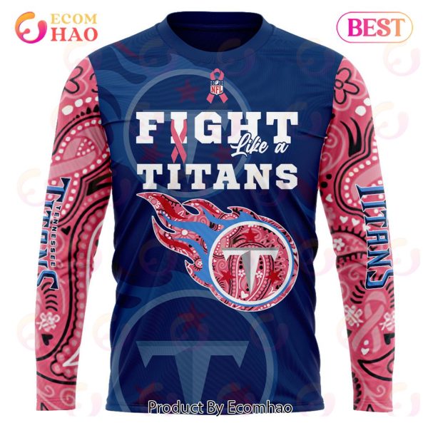 Tennessee Titans Crucial Catch Custom Your Name & Number Breast Cancer Awareness Month 3D Hoodie