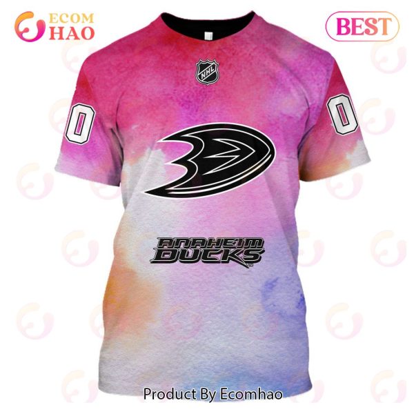 Anaheim Ducks Custom Your Name & Number Breast Cancer Awareness Month 3D Hoodie