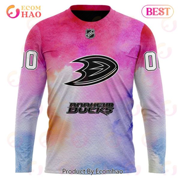 Anaheim Ducks Custom Your Name & Number Breast Cancer Awareness Month 3D Hoodie