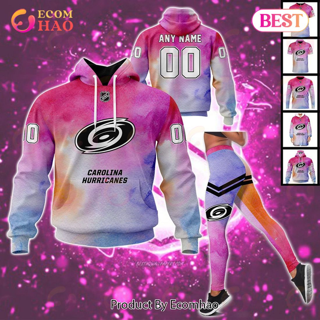 Chicago Blackhawks Custom Your Name & Number Breast Cancer Awareness Month 3D Hoodie