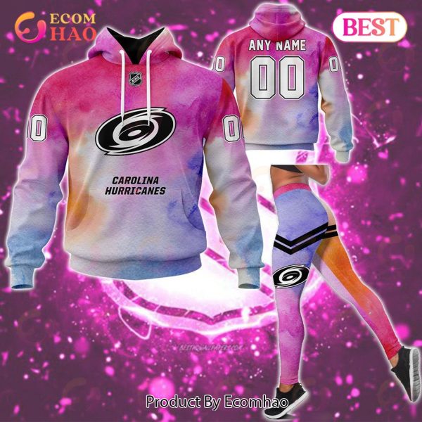 Carolina Hurricanes Custom Your Name & Number Breast Cancer Awareness Month 3D Hoodie
