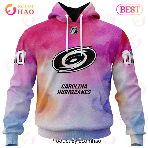 Carolina Hurricanes Custom Your Name & Number Breast Cancer Awareness Month 3D Hoodie