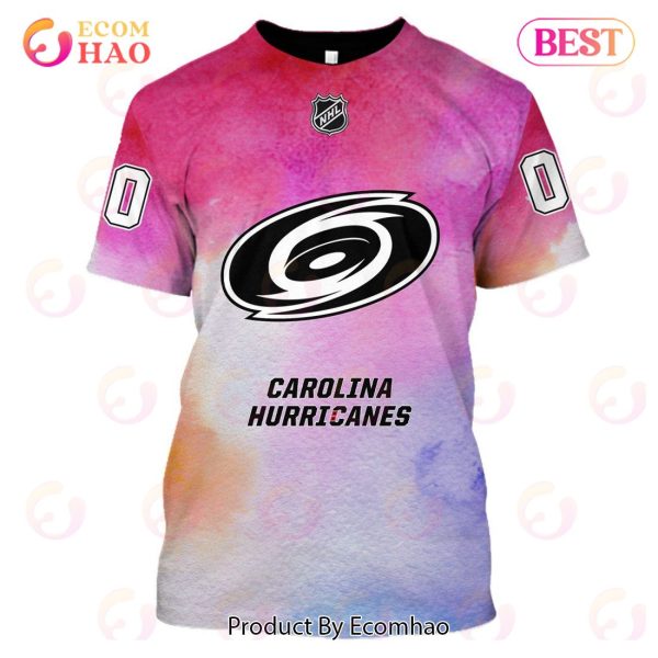 Carolina Hurricanes Custom Your Name & Number Breast Cancer Awareness Month 3D Hoodie