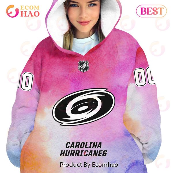 Carolina Hurricanes Custom Your Name & Number Breast Cancer Awareness Month 3D Hoodie