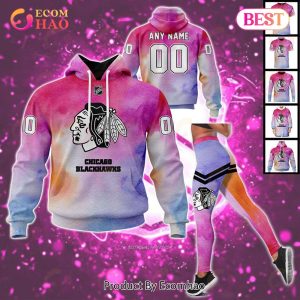 Chicago Blackhawks Custom Your Name & Number Breast Cancer Awareness Month 3D Hoodie