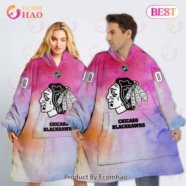 Chicago Blackhawks Custom Your Name & Number Breast Cancer Awareness Month 3D Hoodie