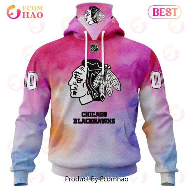 Chicago Blackhawks Custom Your Name & Number Breast Cancer Awareness Month 3D Hoodie