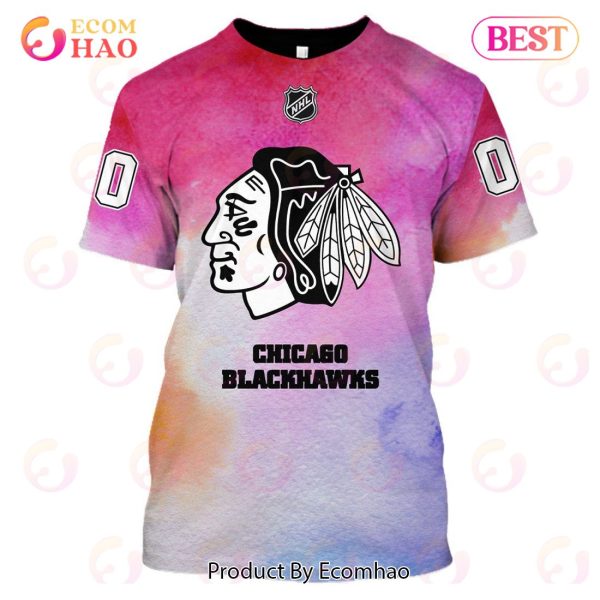 Chicago Blackhawks Custom Your Name & Number Breast Cancer Awareness Month 3D Hoodie