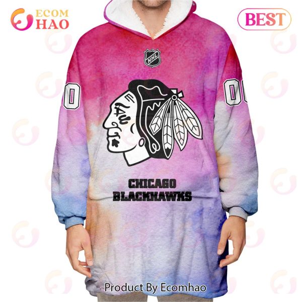 Chicago Blackhawks Custom Your Name & Number Breast Cancer Awareness Month 3D Hoodie