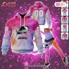 Chicago Blackhawks Custom Your Name & Number Breast Cancer Awareness Month 3D Hoodie