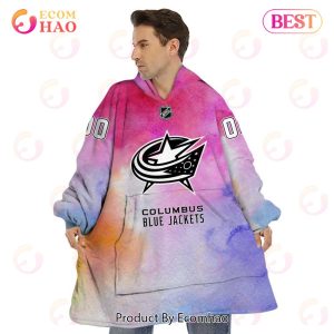 Columbus Blue Jackets Custom Your Name & Number Breast Cancer Awareness Month 3D Hoodie