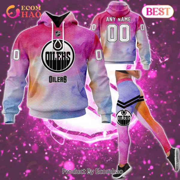Edmonton Oilers Custom Your Name & Number Breast Cancer Awareness Month 3D Hoodie