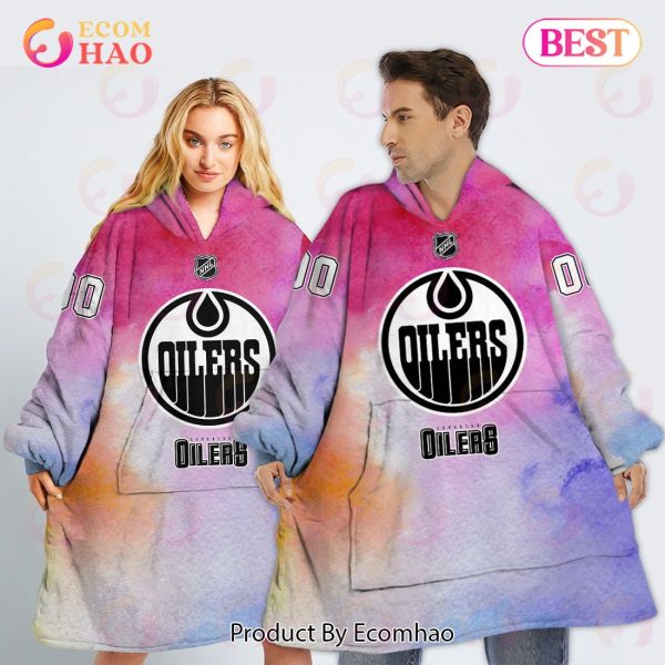 Edmonton Oilers Custom Your Name & Number Breast Cancer Awareness Month 3D Hoodie