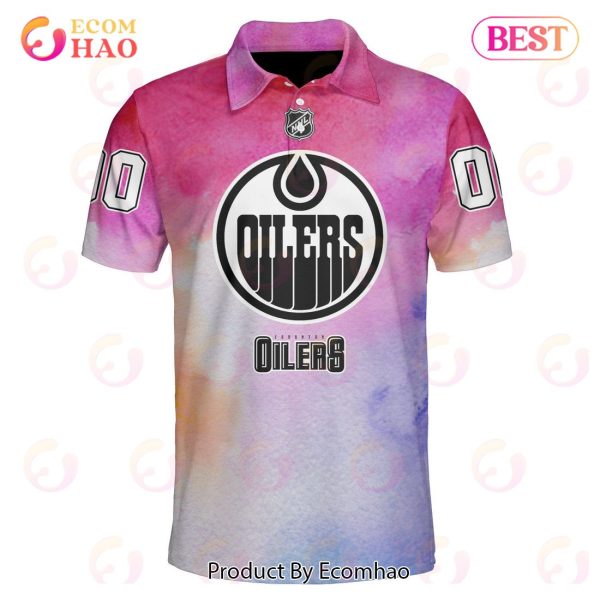 Edmonton Oilers Custom Your Name & Number Breast Cancer Awareness Month 3D Hoodie
