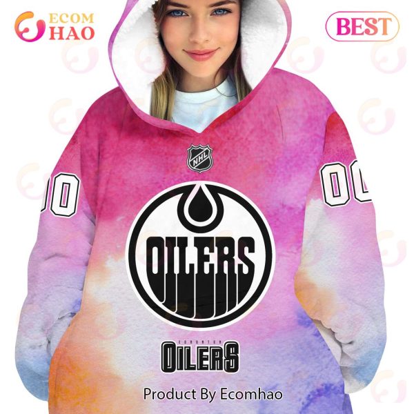 Edmonton Oilers Custom Your Name & Number Breast Cancer Awareness Month 3D Hoodie