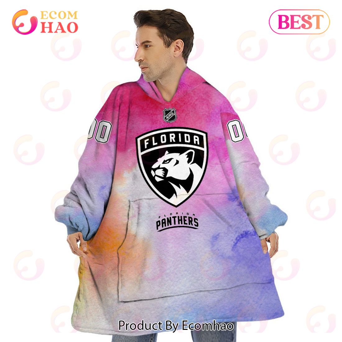 Florida Panthers Custom Your Name & Number Breast Cancer Awareness Month 3D Hoodie