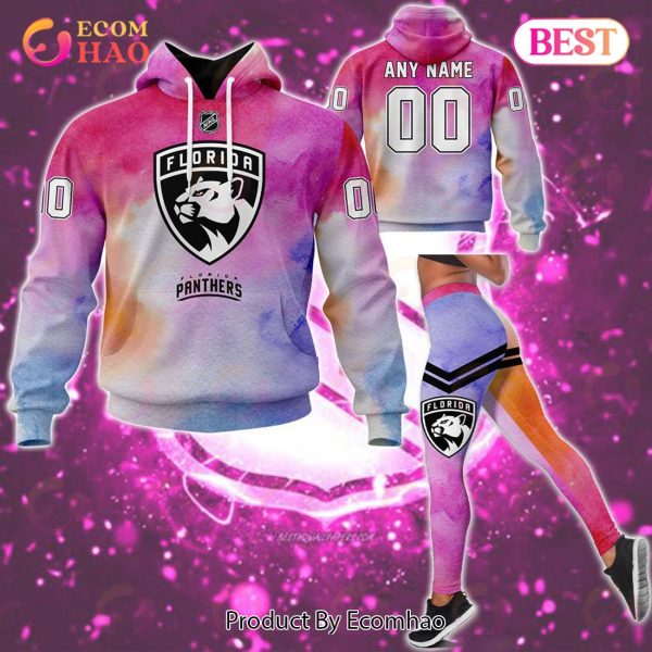 Florida Panthers Custom Your Name & Number Breast Cancer Awareness Month 3D Hoodie