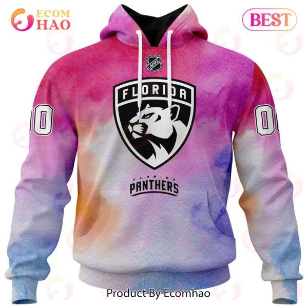 Florida Panthers Custom Your Name & Number Breast Cancer Awareness Month 3D Hoodie