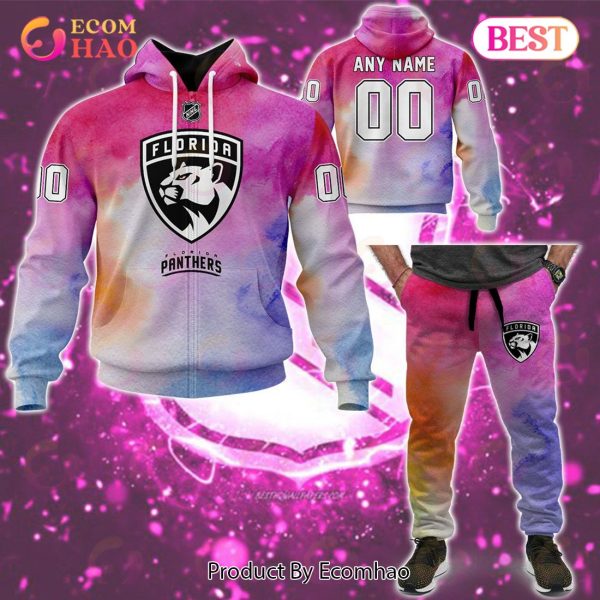 Florida Panthers Custom Your Name & Number Breast Cancer Awareness Month 3D Hoodie